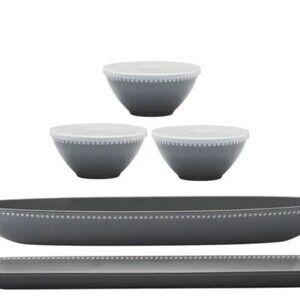 Pandex 5-piece Beaded Gray Melamine Serveware Set NIB